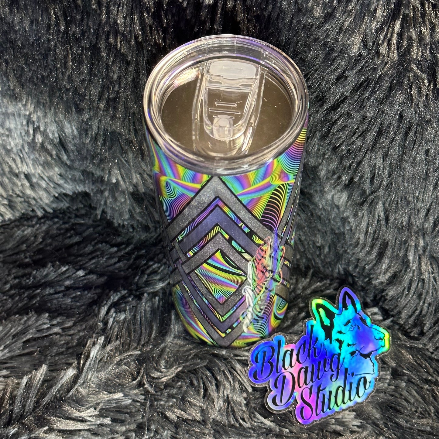 RTS 20oz Skinny Straight Tumbler Color Waves Shimmer Color Shift Basket Weave Design