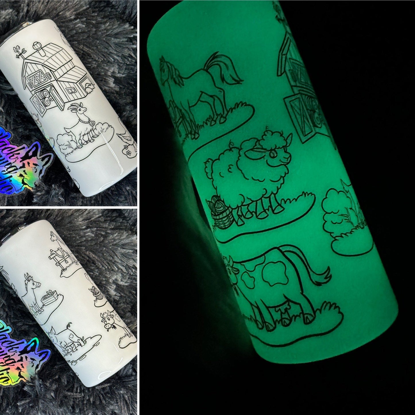 RTS 15oz Skinny Straight Tumbler Coloring Book Designs Glow in the Dark with Washable Markers | 8 Designs | Children’s Gift | Kids Tumbler