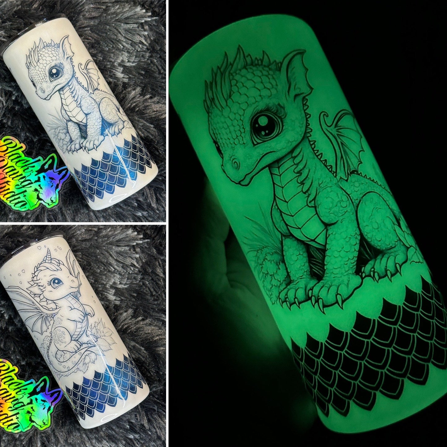 RTS 15oz Skinny Straight Tumbler Coloring Book Designs Glow in the Dark with Washable Markers | 8 Designs | Children’s Gift | Kids Tumbler