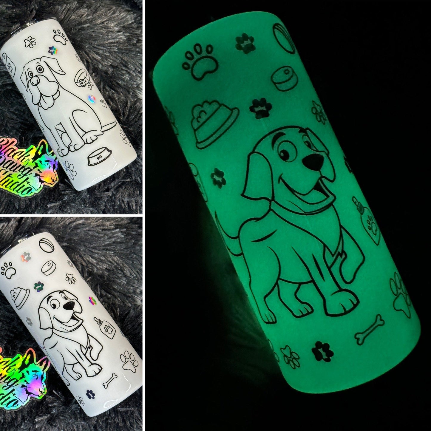 RTS 15oz Skinny Straight Tumbler Coloring Book Designs Glow in the Dark with Washable Markers | 8 Designs | Children’s Gift | Kids Tumbler