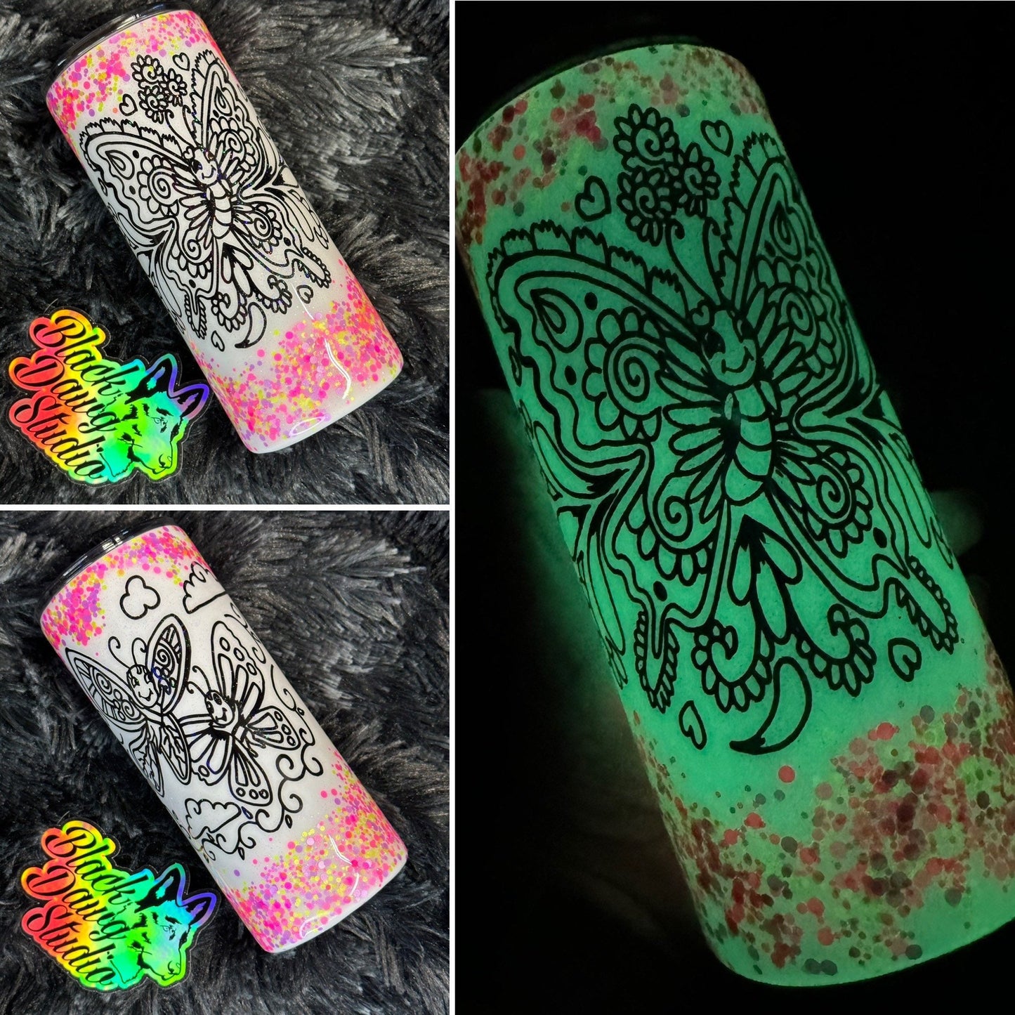 RTS 15oz Skinny Straight Tumbler Coloring Book Designs Glow in the Dark with Washable Markers | 8 Designs | Children’s Gift | Kids Tumbler