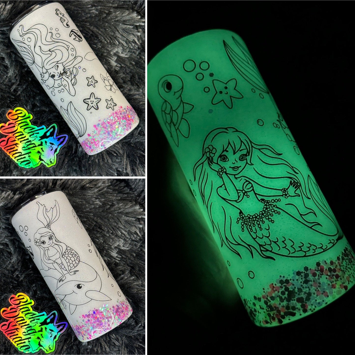 RTS 15oz Skinny Straight Tumbler Coloring Book Designs Glow in the Dark with Washable Markers | 8 Designs | Children’s Gift | Kids Tumbler