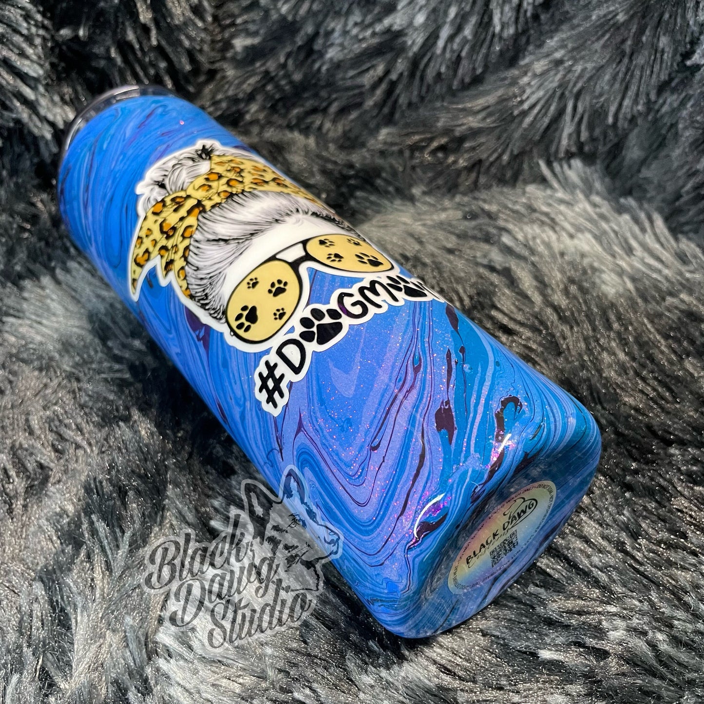 RTS 20oz Skinny Straight Tumbler Dog Mom Glitter Hydro Dip | Messy Bun Dog Mom | Mothers Day Gift | Dog Lover Gift
