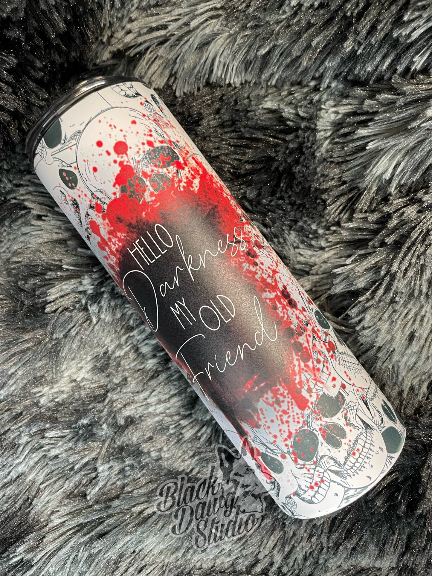 RTS 20oz Skinny Straight Tumbler Glow in the Dark Skulls | Hello Darkness My Old Friend | Dark Humor | Sublimation Printed Tumbler