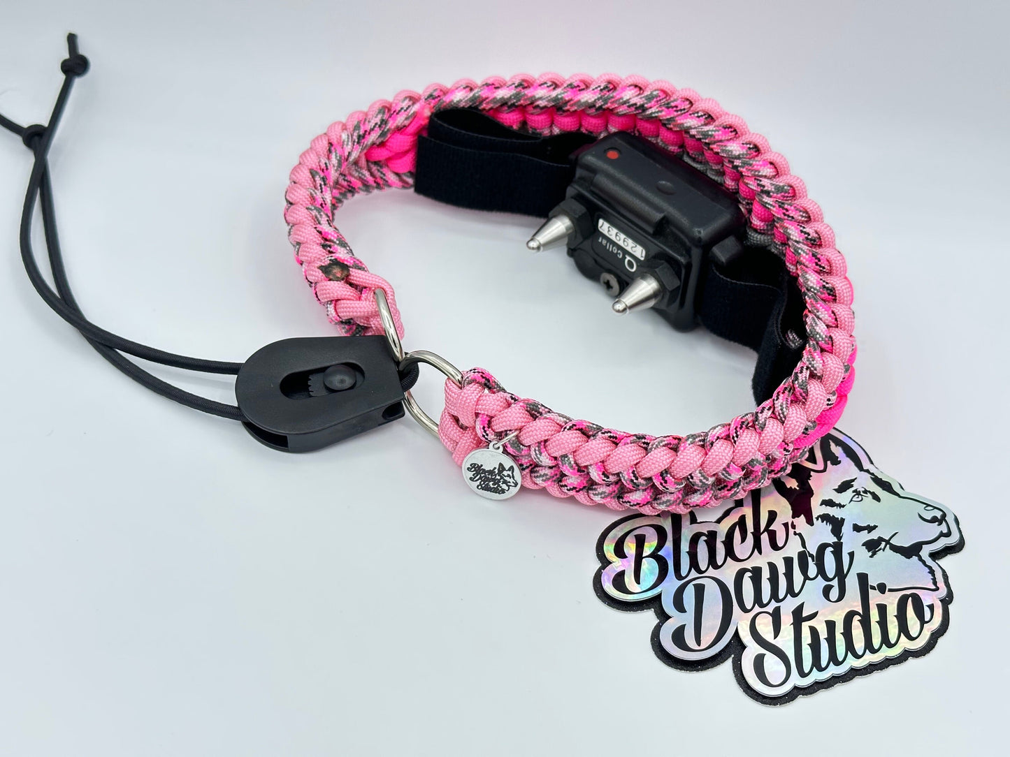 e-Secret Keeper Paracord Collar - Electric/Remote Training Collar Cover - Rose Pink, Pink Camo, Neon Pink, Pink Camo, and Silver