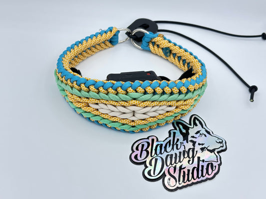 e-Secret Keeper Paracord Collar - Electric/Remote Training Collar Cover - Neon Turquoise, Honeycomb, Mint, Honeycomb, and Cream