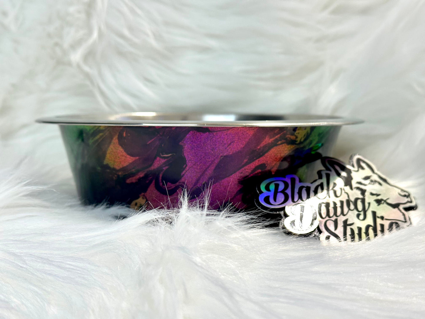 Dog Tumblers - Water Bucket Pail Food Bowl- Epoxy Tumbler for Dogs - Glitter Color Shift with Hydro Dip