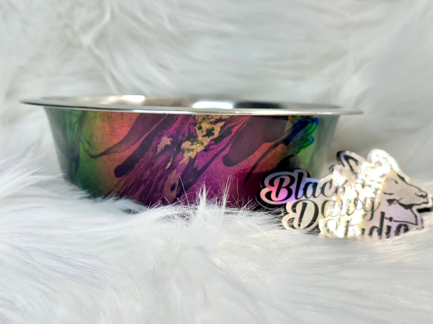 Dog Tumblers - Water Bucket Pail Food Bowl- Epoxy Tumbler for Dogs - Glitter Color Shift with Hydro Dip