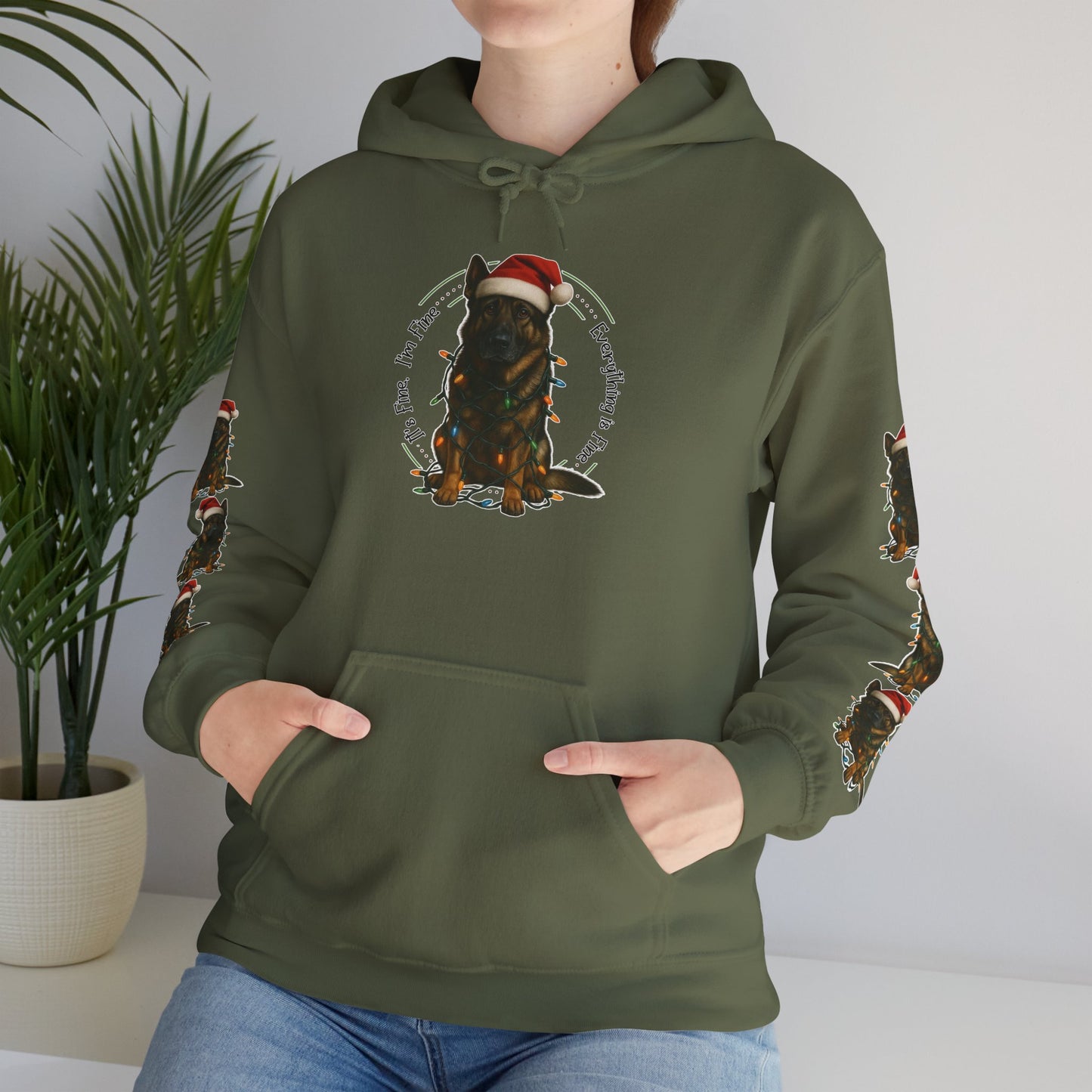 It's Fine, I'm Fine... Everything is Fine - Christmas German Shepherd Hoodie Sweatshirt