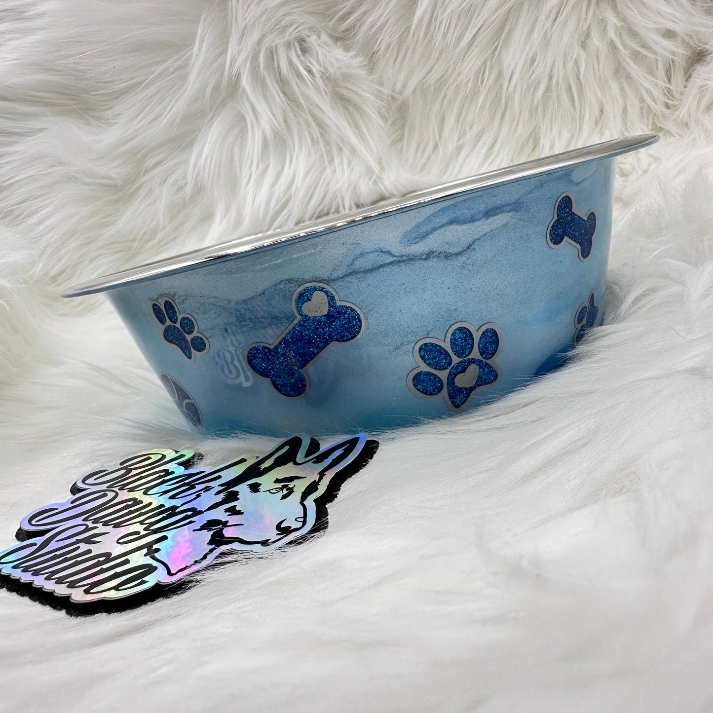 8-inch Dog Bowl - Puppy Love Marble Peekaboo - Epoxy Tumbler for Dogs