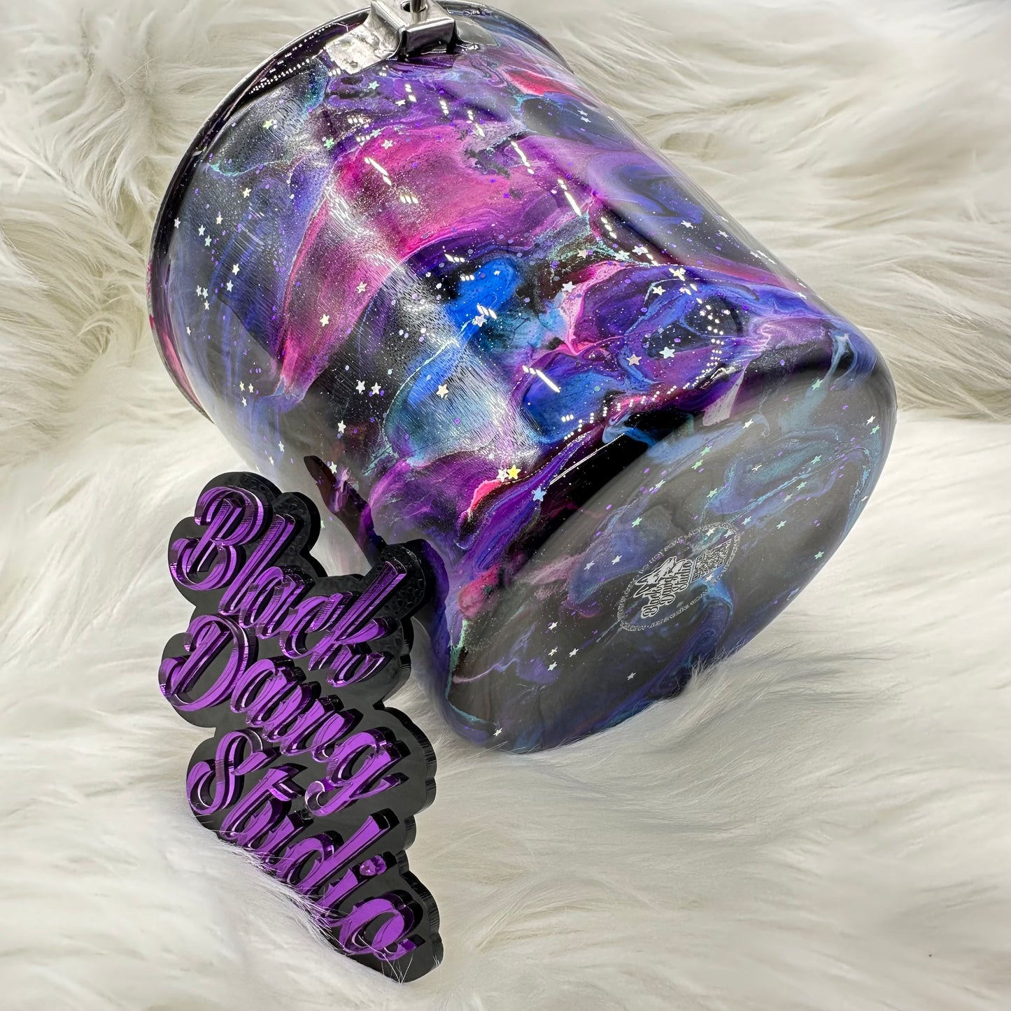 2qt Water Bucket Pail - Galaxy Ink Swirl with Stars | Epoxy Tumbler for Dogs