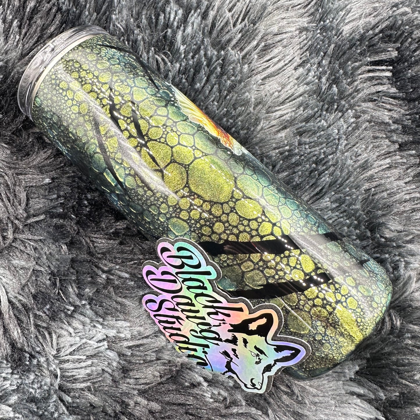 RTS 20oz Skinny Straight Tumbler | Dragon Scales in Chameleon Color Shift | Eye of the Dragon decal