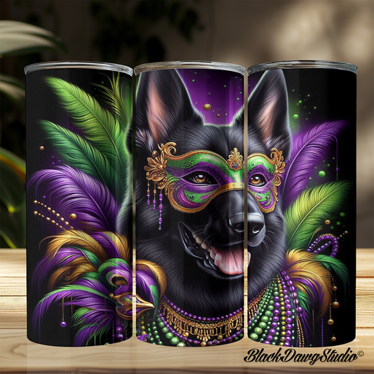 Mardi Gras German Shepherd Designs | Made to Order | Printed Tumbler