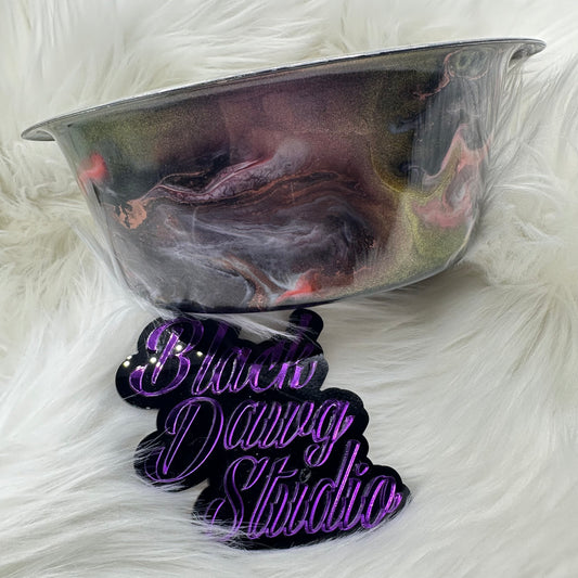 8-inch Dog Bowl - Whisper Technique in Chameleon Color Shifting Shades of Red and Gold | Epoxy Tumbler for Dogs