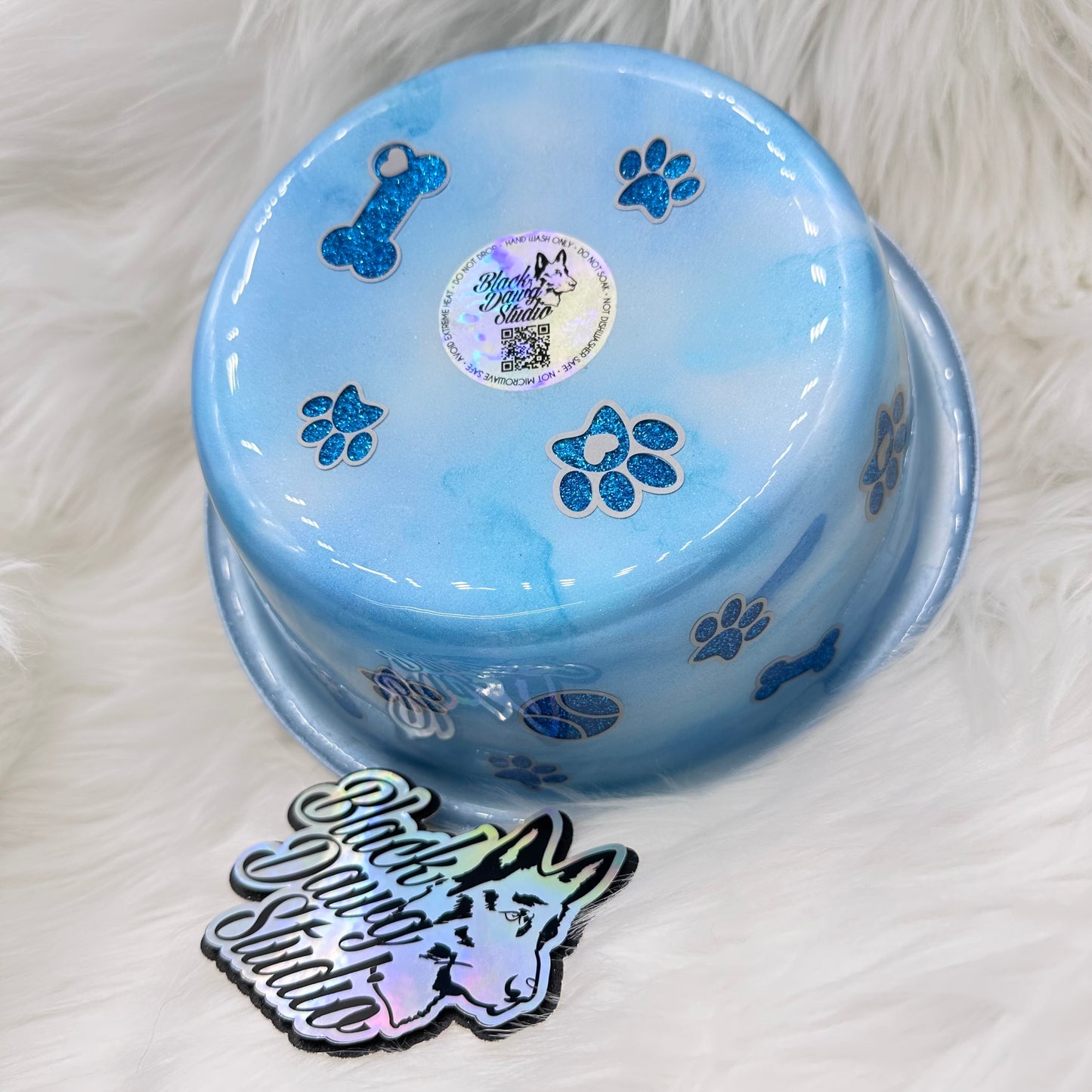 8-inch Dog Bowl - Puppy Love Marble Peekaboo - Epoxy Tumbler for Dogs