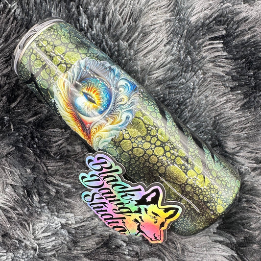 RTS 20oz Skinny Straight Tumbler | Dragon Scales in Chameleon Color Shift | Eye of the Dragon decal