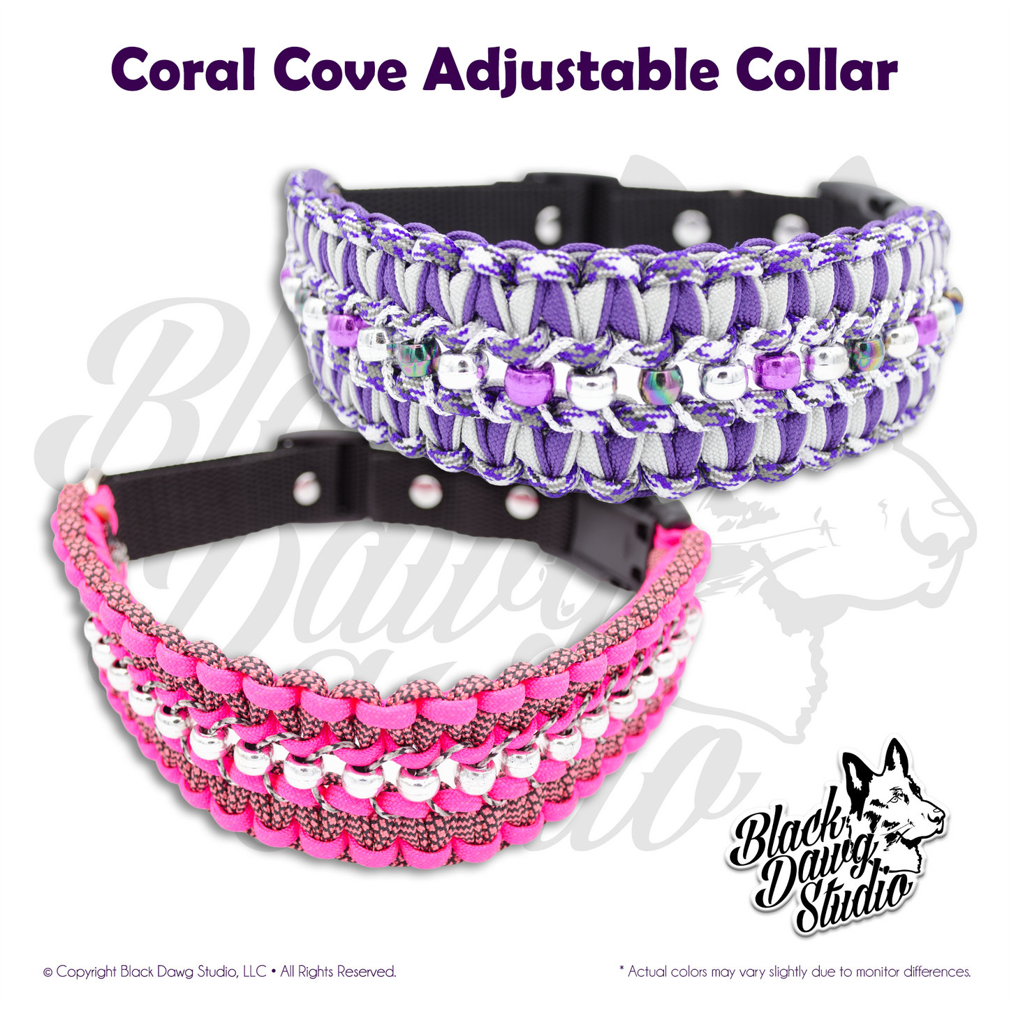 Coral Cove Pearl Adjustable Paracord Dog Collar ***CUSTOM ORDER***