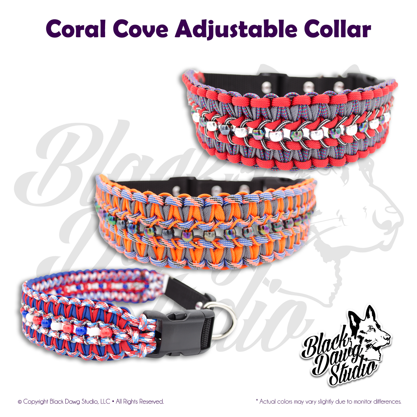 Coral Cove Pearl Adjustable Paracord Dog Collar ***CUSTOM ORDER***