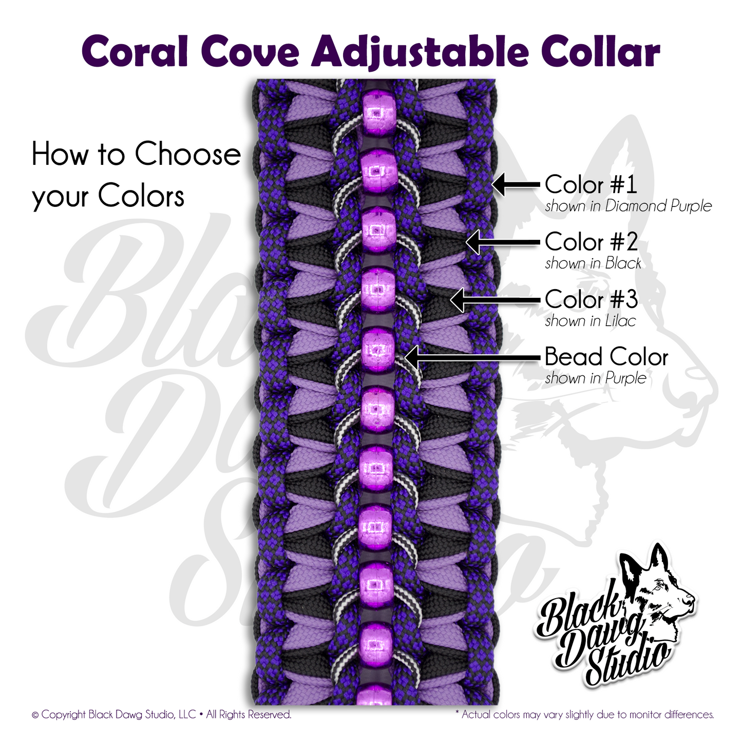 Coral Cove Pearl Adjustable Paracord Dog Collar ***CUSTOM ORDER***