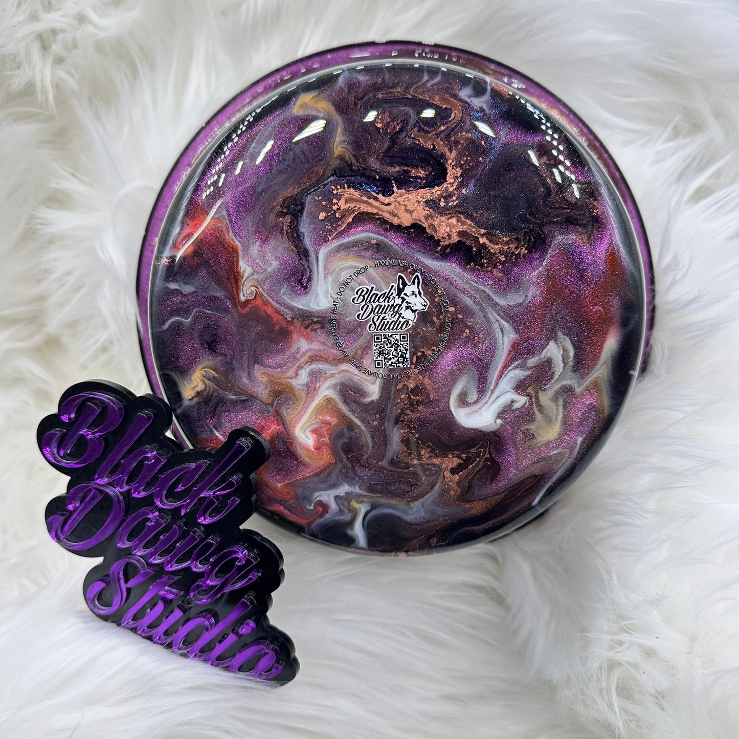 8-inch Dog Bowl - Whisper Technique in Chameleon Color Shifting Shades of Red and Gold | Epoxy Tumbler for Dogs