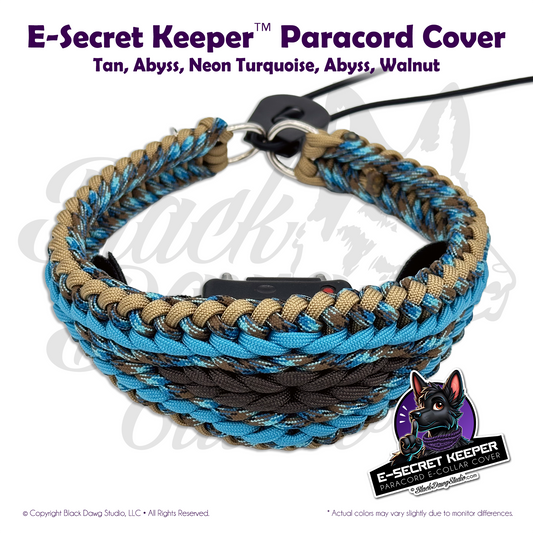 e-Secret Keeper Paracord Collar - Electric/Remote Training Collar Cover - Tan, Abyss, Neon Turquoise, Abyss, and Walnut