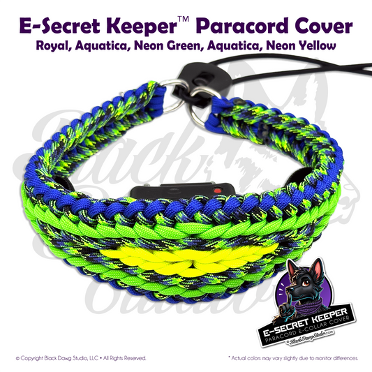 e-Secret Keeper Paracord Collar - Electric/Remote Training Collar Cover - Royal, Aquatica, Neon Green, Aquatica, and Neon Yellow
