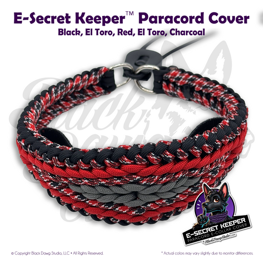 e-Secret Keeper Paracord Collar - Electric/Remote Training Collar Cover - Black, El Toro, Red, El Toro, Charcoal