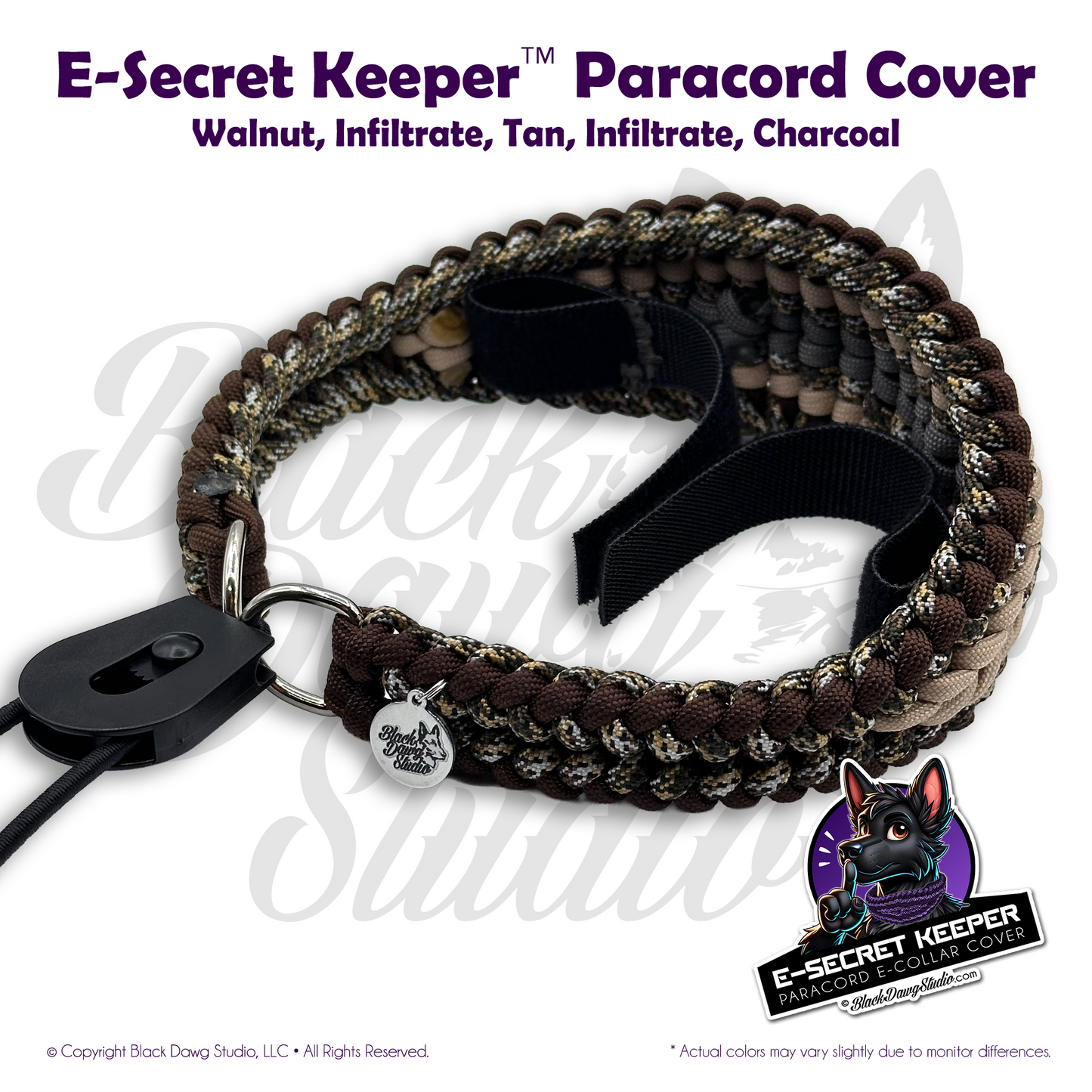 e-Secret Keeper Paracord Collar - Electric/Remote Training Collar Cover - Walnut, Infiltrate, Tan, Infiltrate, Charcoal