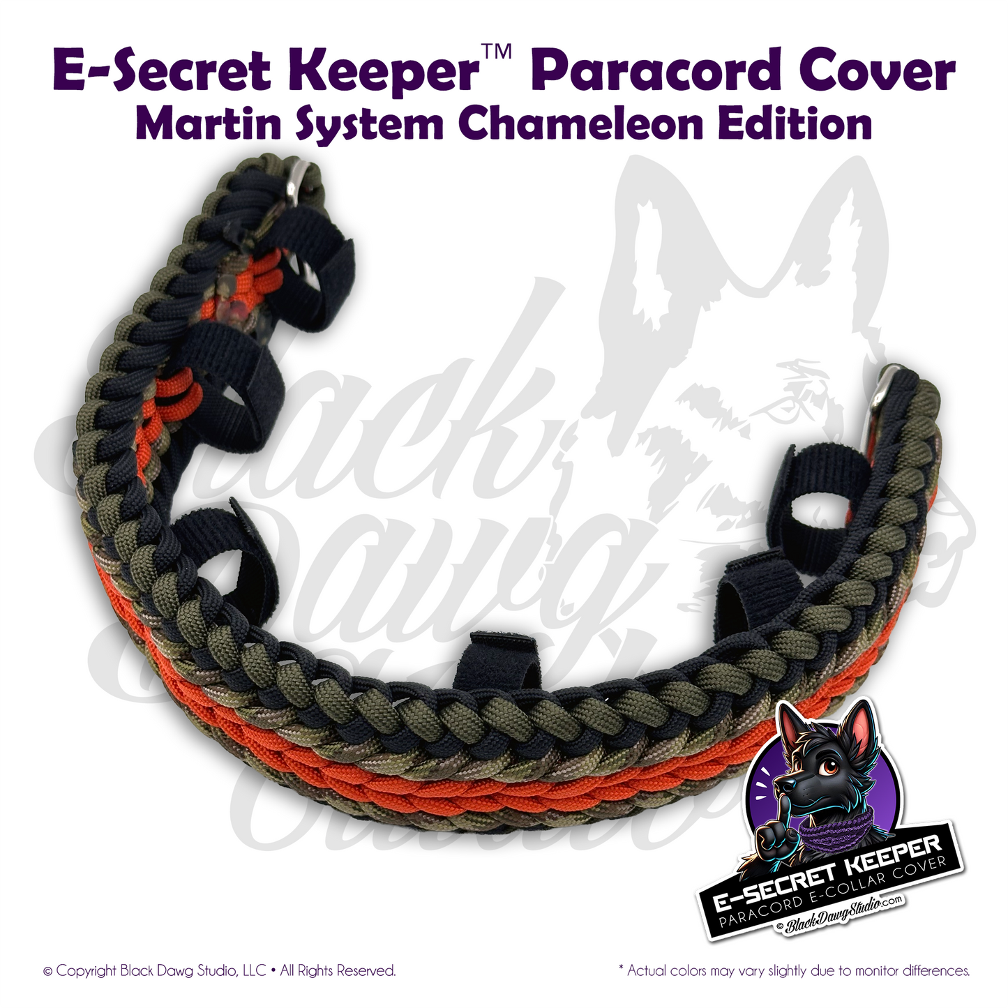 e-Secret Keeper Paracord Collar - Martin System Chameleon Edition ***CUSTOM ORDER***