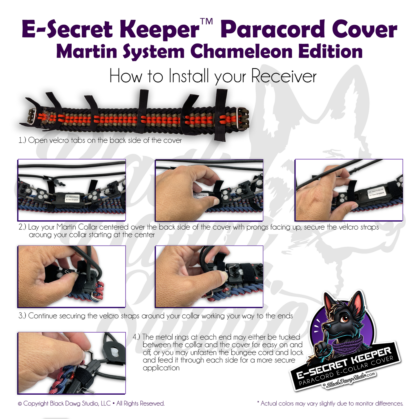 e-Secret Keeper Paracord Collar - Martin System Chameleon Edition ***CUSTOM ORDER***