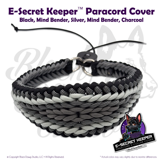 e-Secret Keeper Paracord Collar - Electric/Remote Training Collar Cover - Black, Mind Bender, Silver, Mind Bender, and Gunmetal