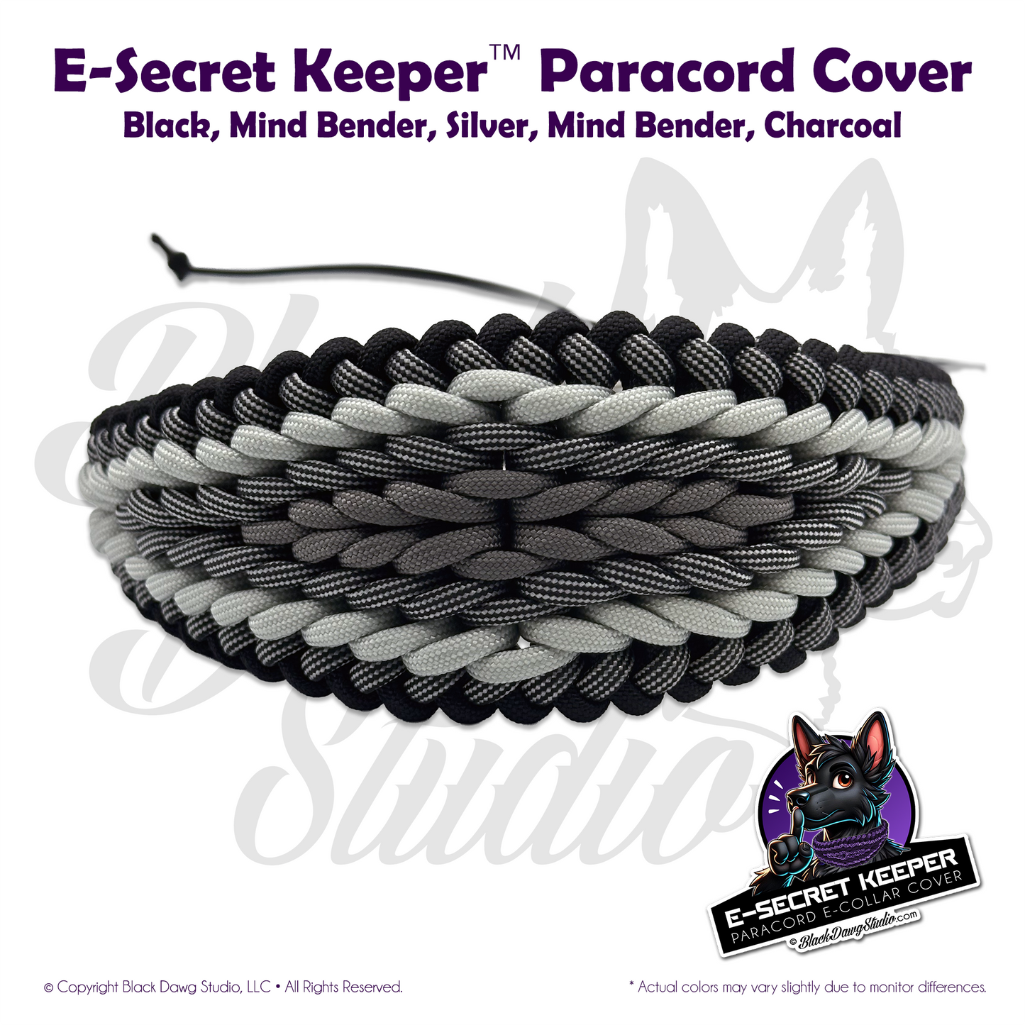 e-Secret Keeper Paracord Collar - Electric/Remote Training Collar Cover - Black, Mind Bender, Silver, Mind Bender, and Gunmetal