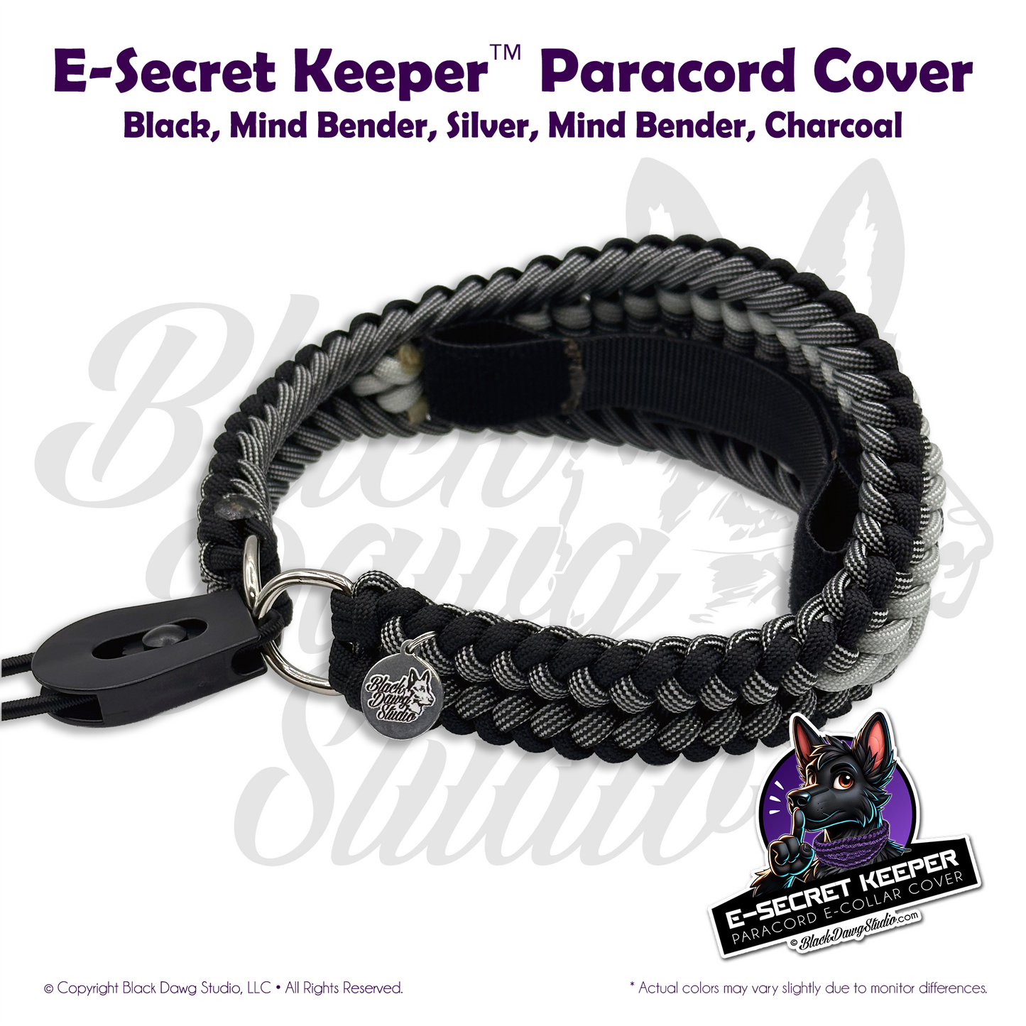 e-Secret Keeper Paracord Collar - Electric/Remote Training Collar Cover - Black, Mind Bender, Silver, Mind Bender, and Gunmetal