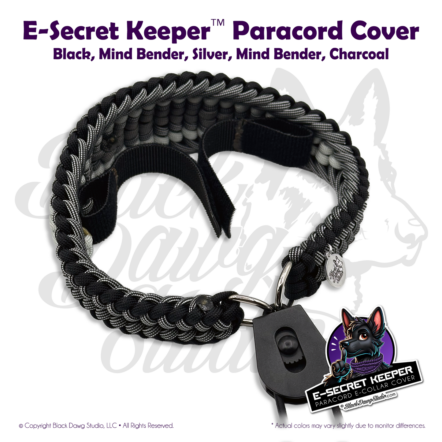 e-Secret Keeper Paracord Collar - Electric/Remote Training Collar Cover - Black, Mind Bender, Silver, Mind Bender, and Gunmetal