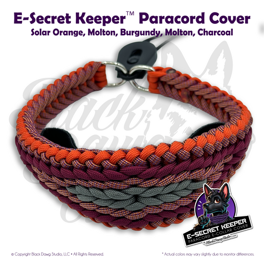e-Secret Keeper Paracord Collar - Electric/Remote Training Collar Cover - Solar Orange, Molton, Burgundy, Molton, Charcoal