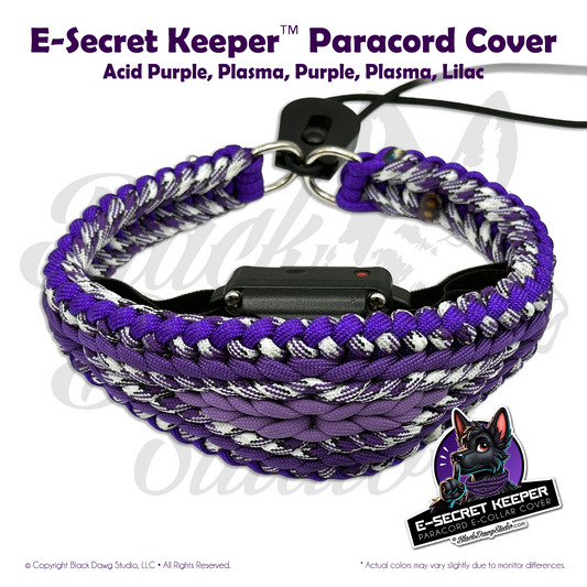 e-Secret Keeper Paracord Collar - Electric/Remote Training Collar Cover - Acid Purple, Plasma, Purple, Plasma, Lilac