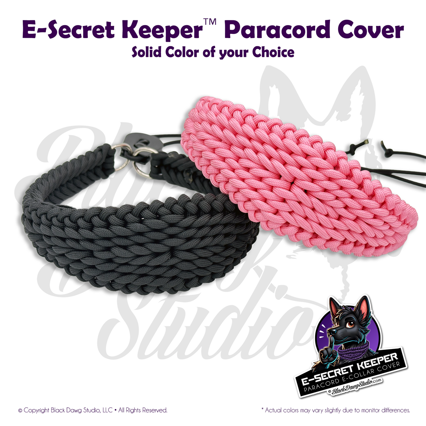 e-Secret Keeper Paracord Collar - Electric/Remote Training Collar Cover - Solid Colors - Select Your Own