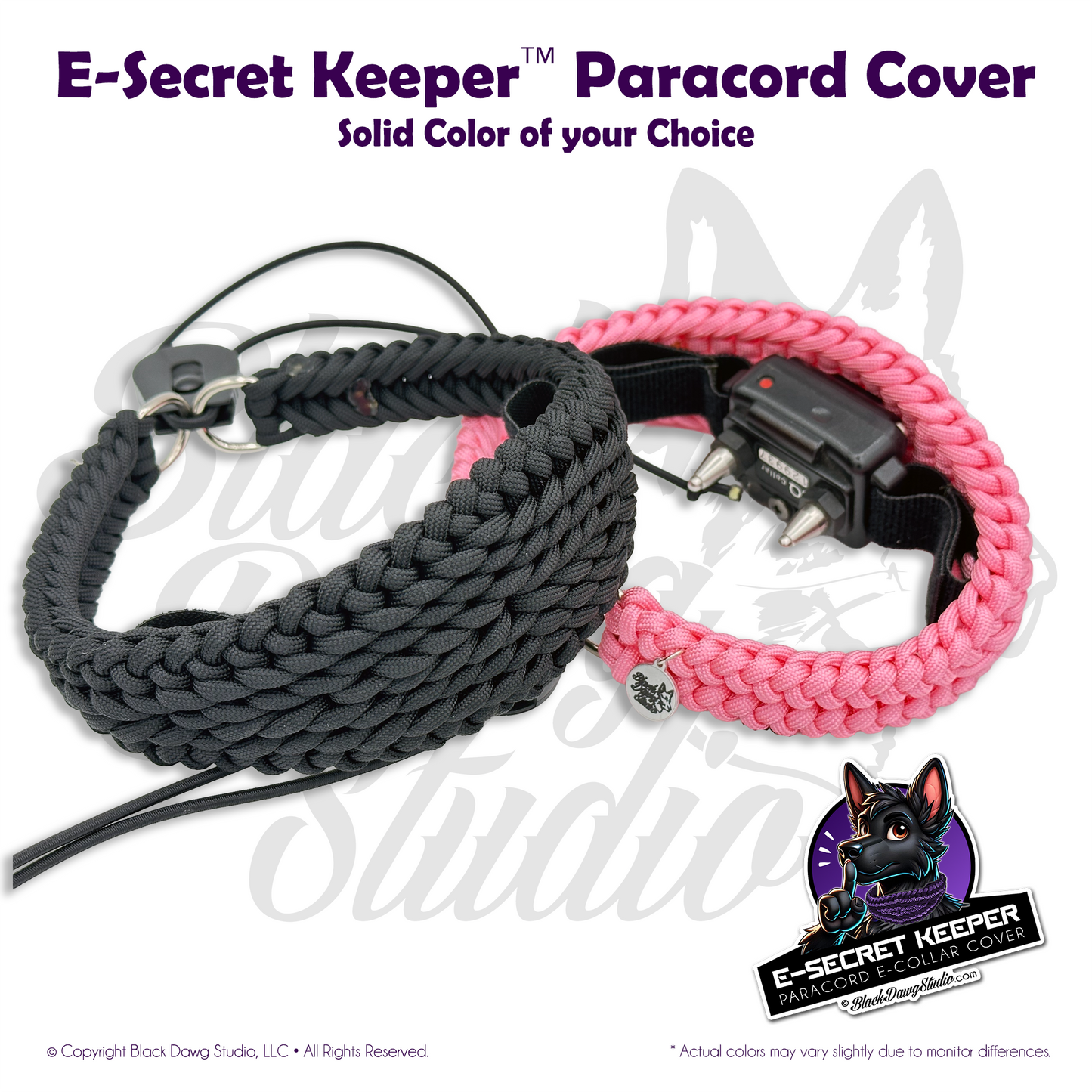 e-Secret Keeper Paracord Collar - Electric/Remote Training Collar Cover - Solid Colors - Select Your Own