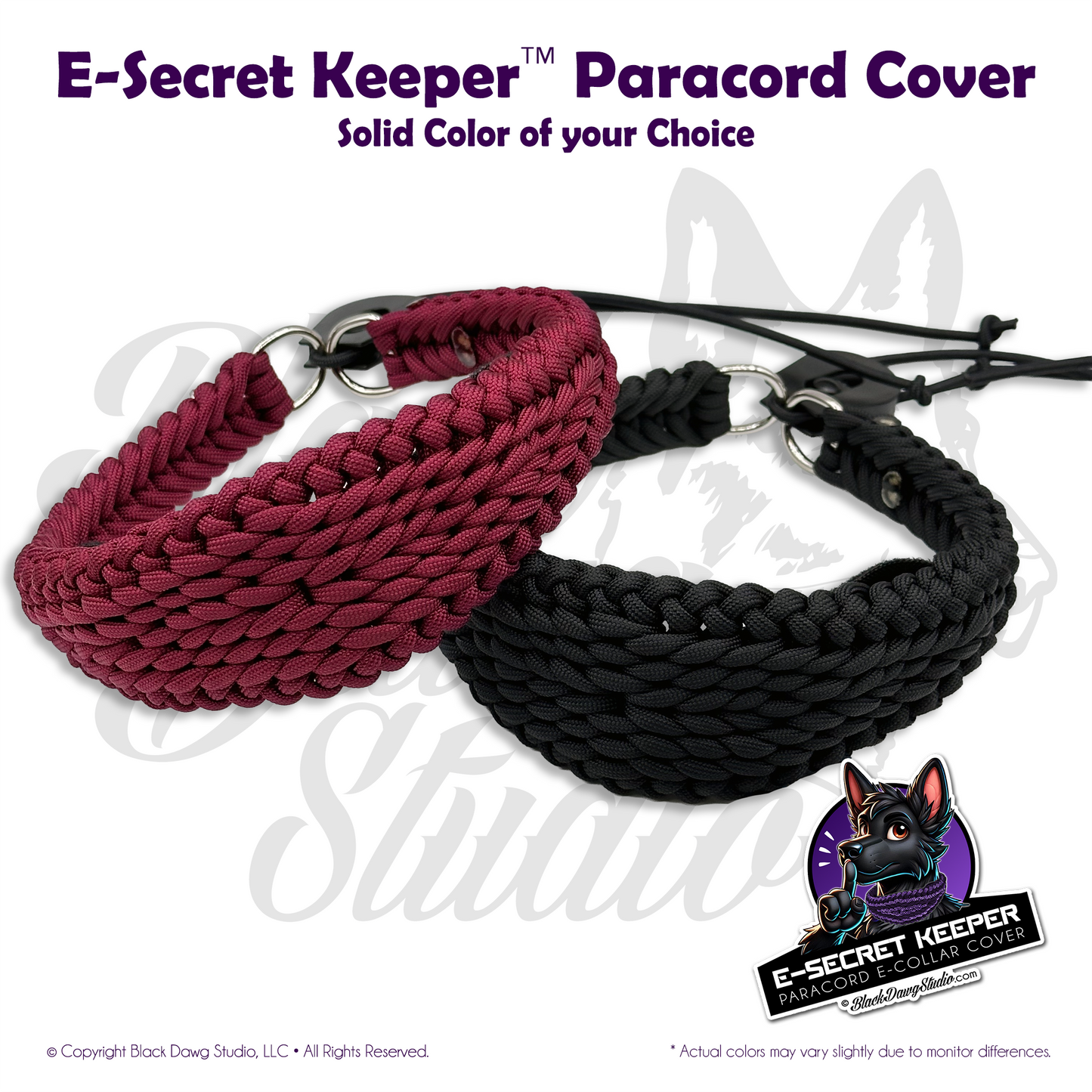 e-Secret Keeper Paracord Collar - Electric/Remote Training Collar Cover - Solid Colors - Select Your Own