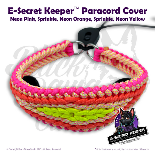 e-Secret Keeper Paracord Collar - Electric/Remote Training Collar Cover - Neon Pink, Sprinkle, Neon Orange, Sprinkle, Neon Yellow