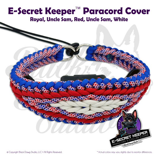 e-Secret Keeper Paracord Collar - Electric/Remote Training Collar Cover - Royal, Uncle ' Sam, Red, Uncle Sam, and White