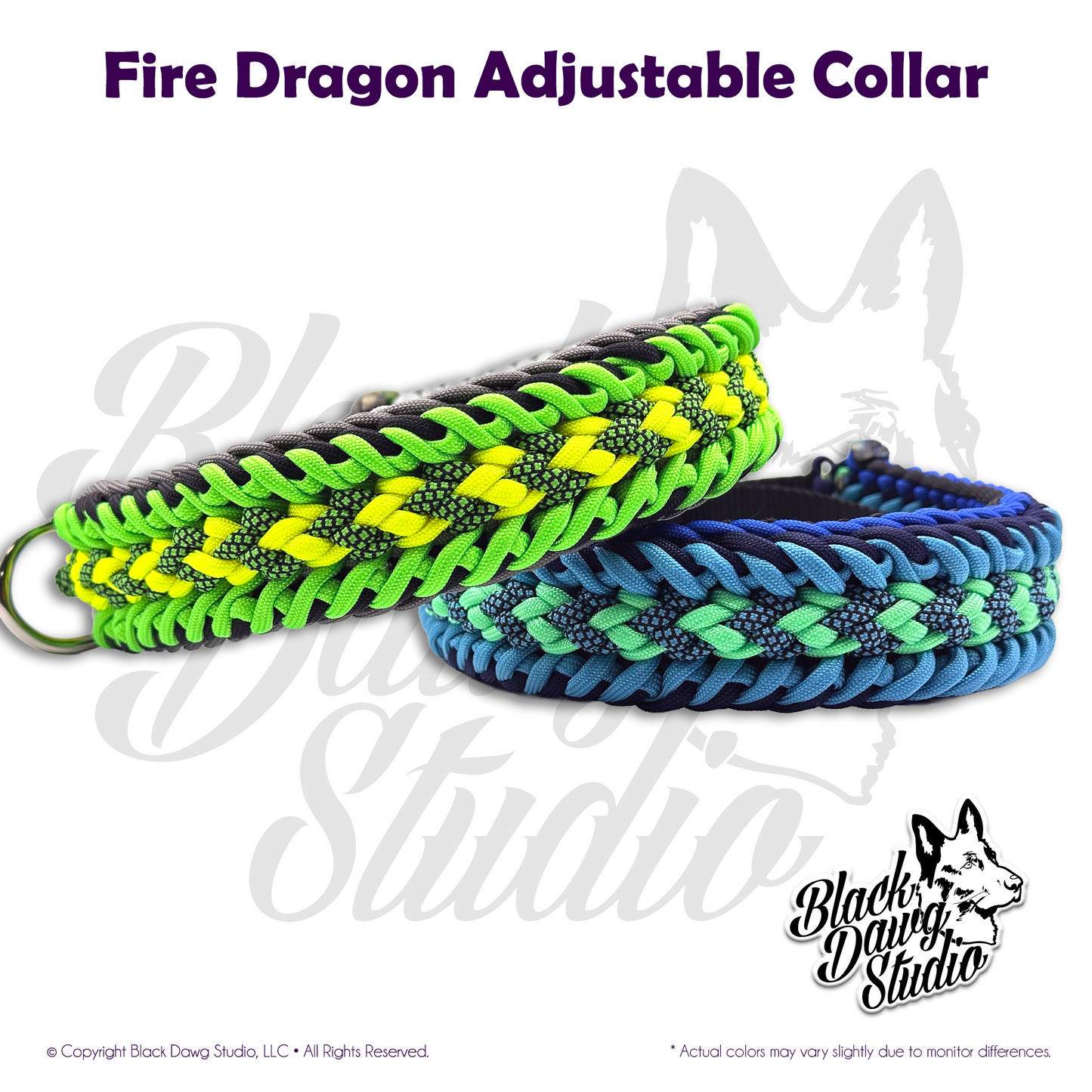 Fire Dragon Design Adjustable Paracord Dog Collar ***CUSTOM ORDER***