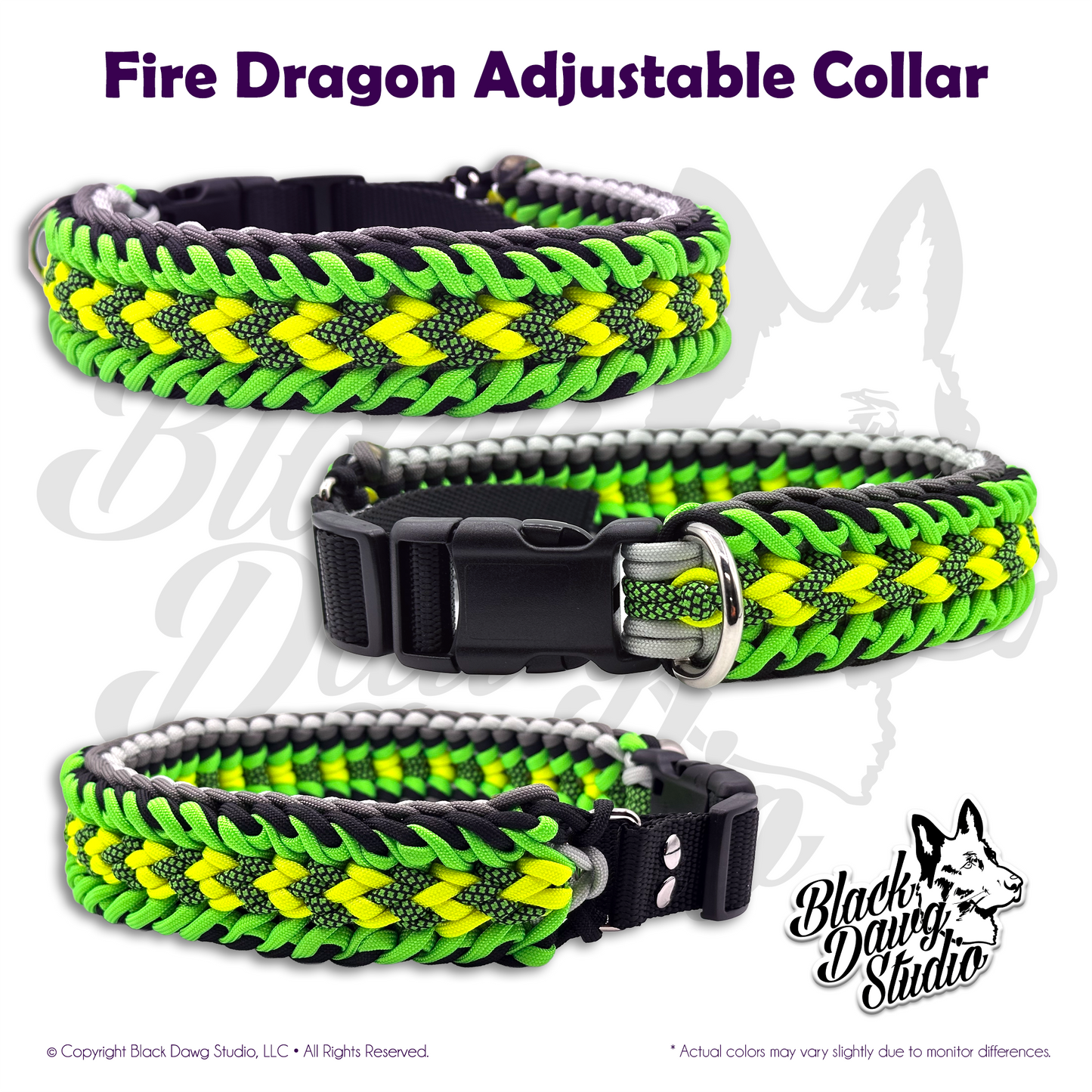 Fire Dragon Design Adjustable Paracord Dog Collar ***CUSTOM ORDER***