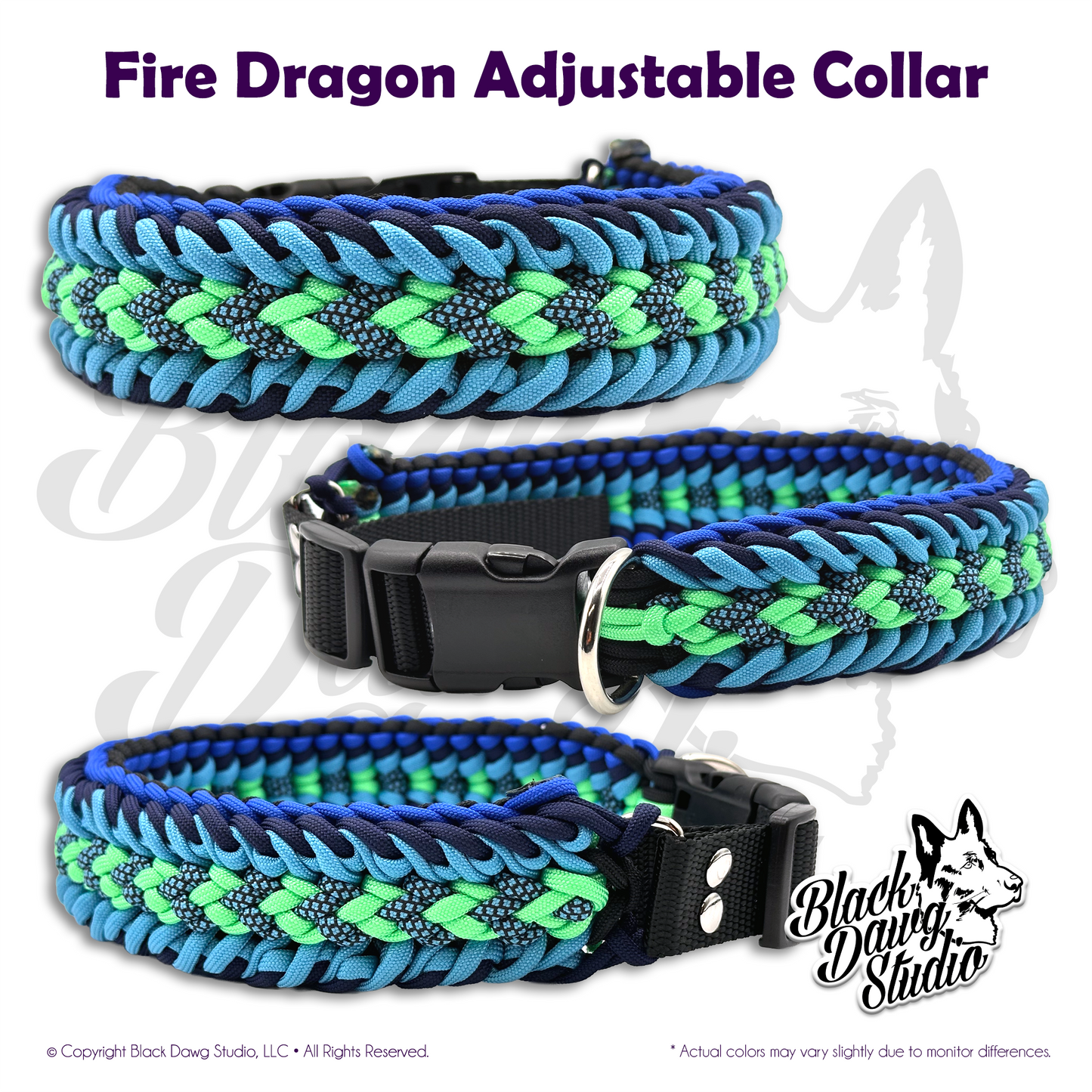 Fire Dragon Design Adjustable Paracord Dog Collar ***CUSTOM ORDER***