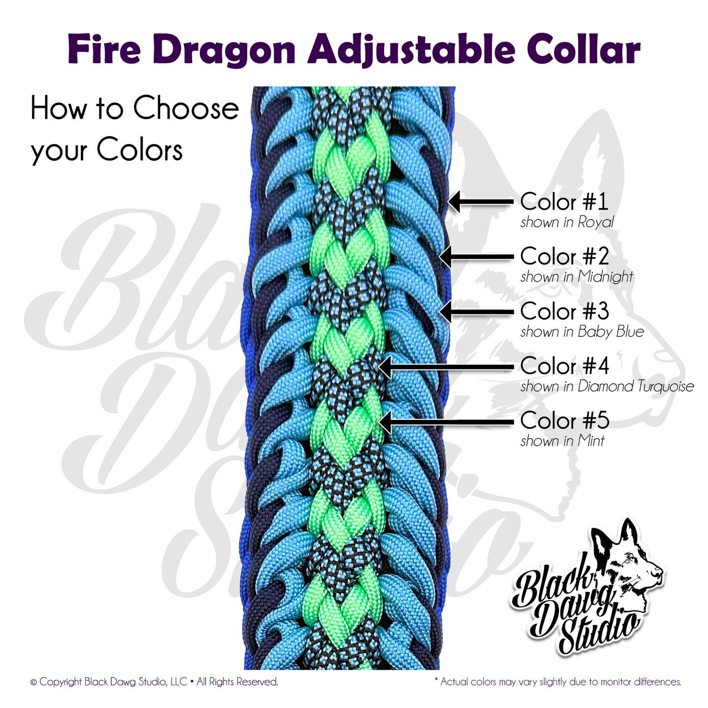 Fire Dragon Design Adjustable Paracord Dog Collar ***CUSTOM ORDER***