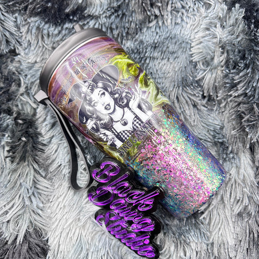 RTS 30oz Modern Curve Duo Tumbler Color Shifting Ink Swirl and Glitter Ombré | Halloween Witch Glitter Wine & Anxiety decal