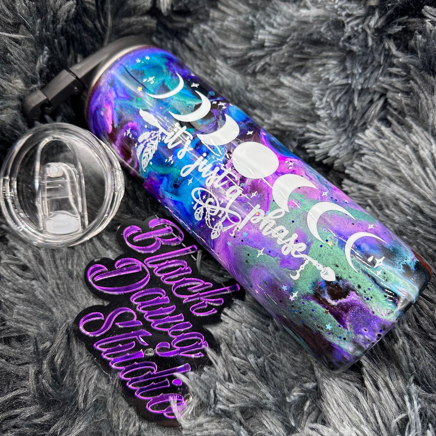 RTS 20oz Skinny Straight Duo Tumbler | Galaxy Ink Swirl | It’s Just A Phase decal