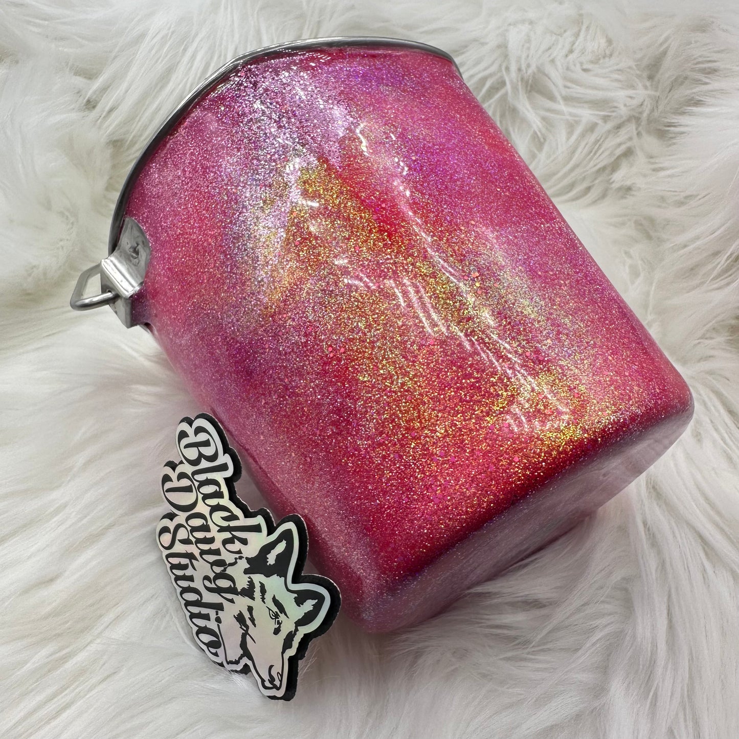 2qt Water Bucket Pail | Pink Glitter Camo | Epoxy Tumbler for Dogs