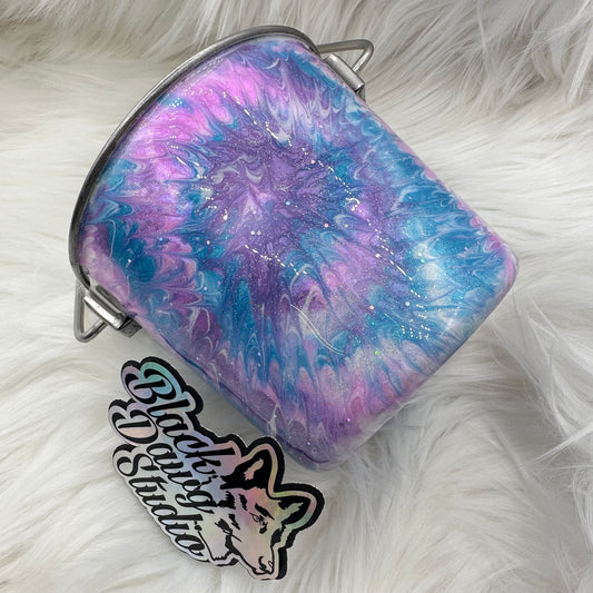 1qt Water Bucket Pail Dog Tumbler | Spiral Tie Dye Pink, Purple, Teal | Epoxy Tumbler for Dogs