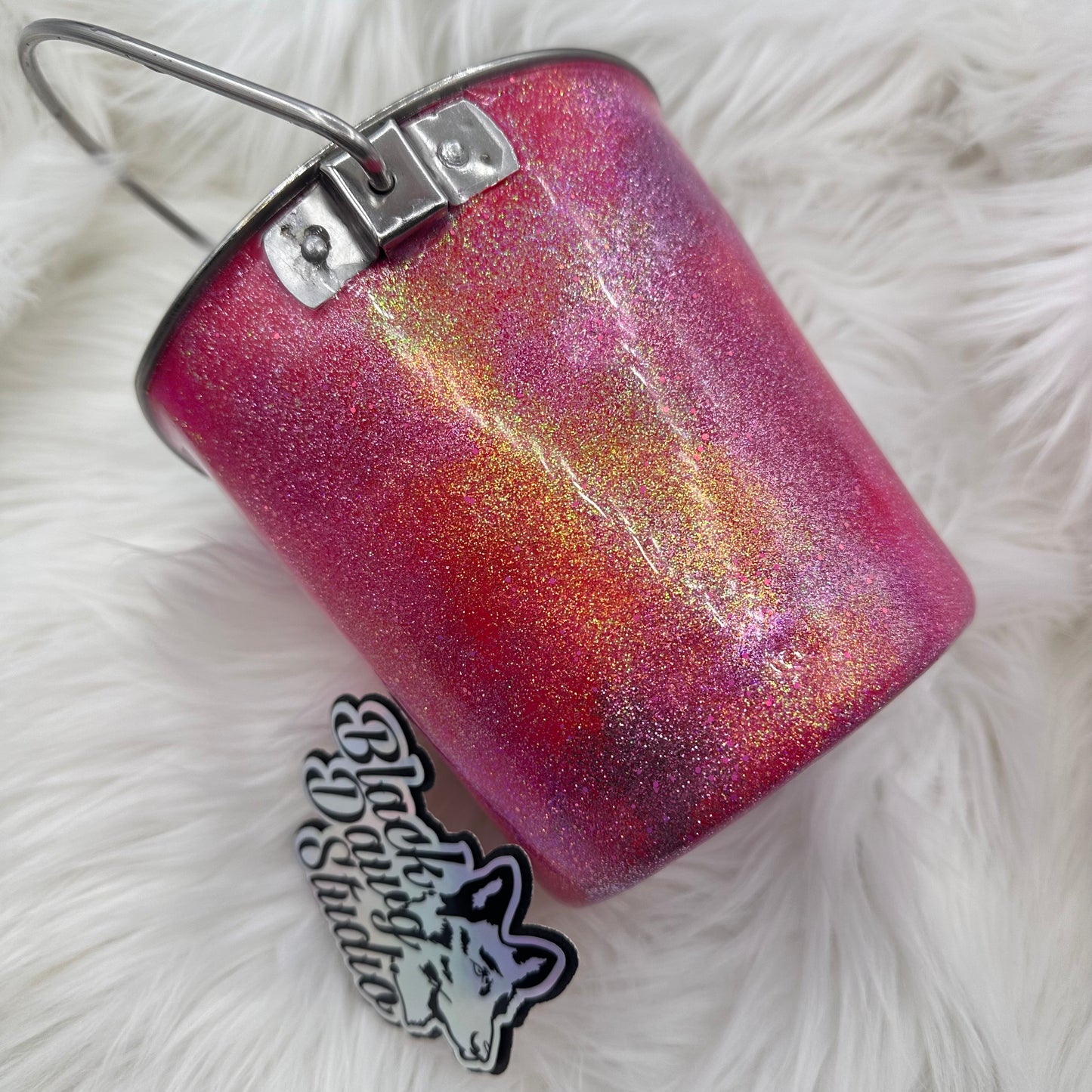 2qt Water Bucket Pail | Pink Glitter Camo | Epoxy Tumbler for Dogs